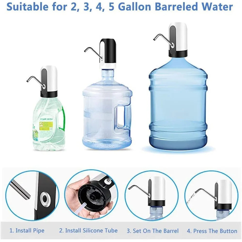 Elektrische tragbare Wasserspenderpumpe für 5-Gallonen-Flasche: USB-Ladung mit Verlängerungsschlauch - Fässerwerkzeuge