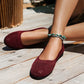 Frendorf | Frauen Rundzehen-Flachschuhe Einfarbige Strickslippers Legere Atmungsaktive Ballerinas Frauen Flachschuhe Loafers Frauen