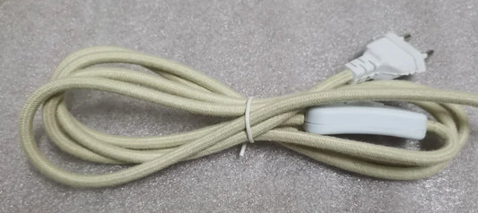 Frendorf | 220V AC Stromkabel mit europäischem Stecker und Schalter – Klassisches Stofftextil umhülltes Flex-Verlängerungskabel für Tischlampe