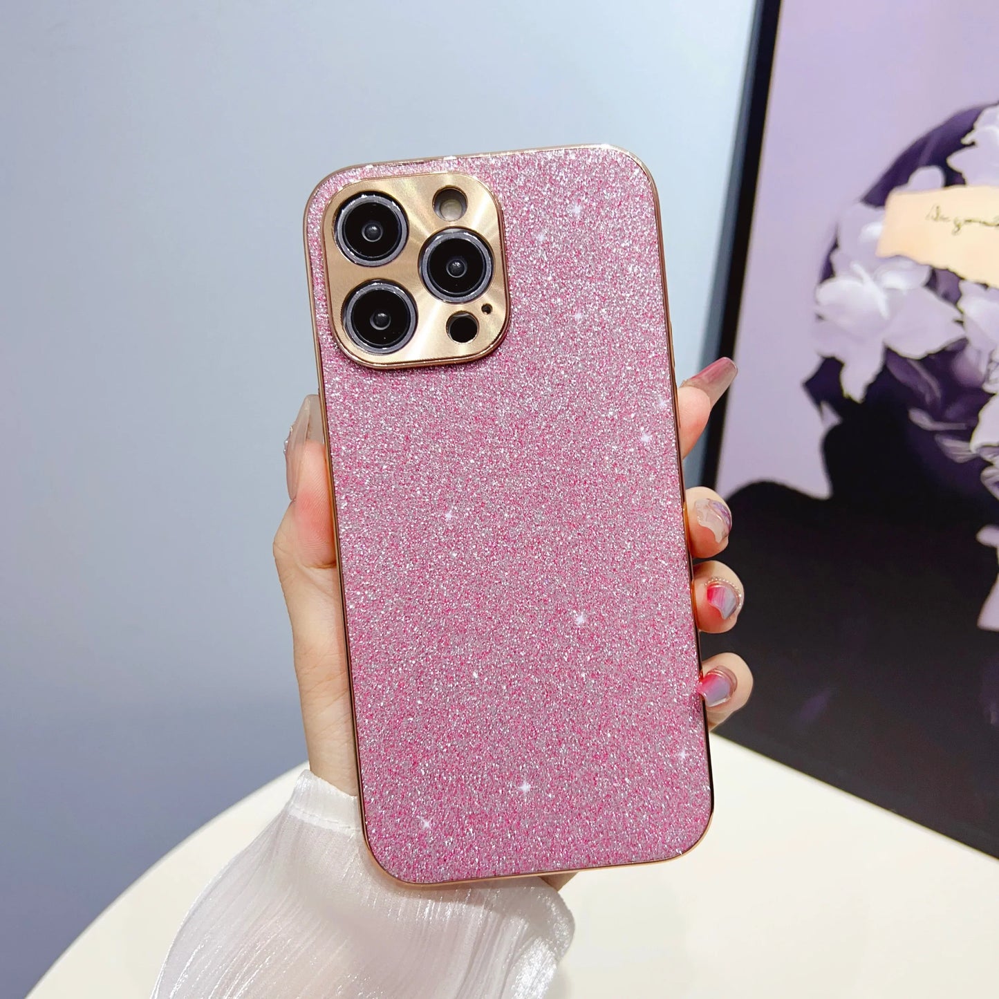 Frendorf | Leder Premium MagSafe Apple iPhone Hülle mit galvanisiertem Rahmen | Goldener Rahmen Case, Kameraschutz - Schutzhülle für iPhone 15, 14 Pro Max Plus