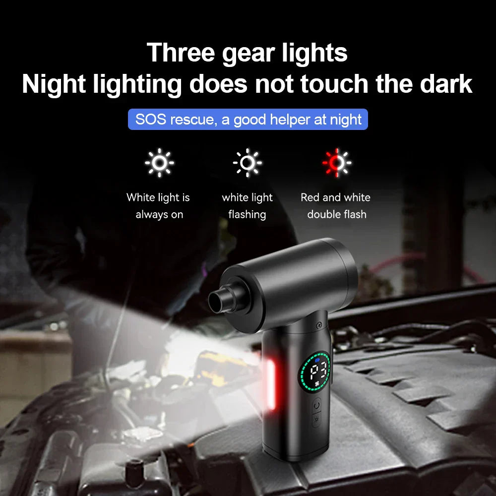 Frendorf | 2-in-1 Tragbarer Staubsauger und Bläser mit Druckluft und LED-Licht (7500mAh)