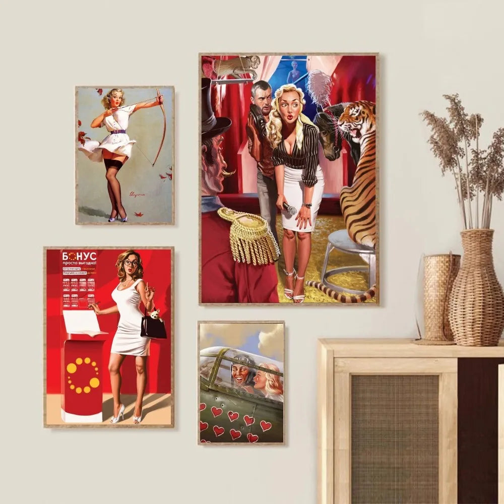 Neues russisches Shabby Chic Mädchen Poster Wandkunst Wohnkultur Raumdekoration digitale Malerei Wohnzimmer Restaurant Küchenkunst