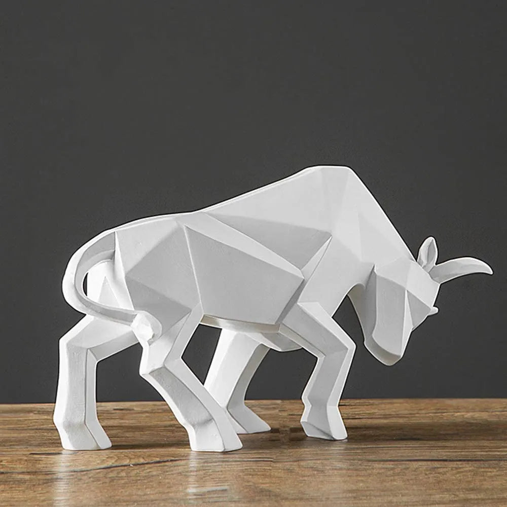YuryFvna Morden Geometrische Stier-Statue, Ornament, Café, Rinderskulpturen, Tierfiguren, abstrakte Hotel-Heimdekoration