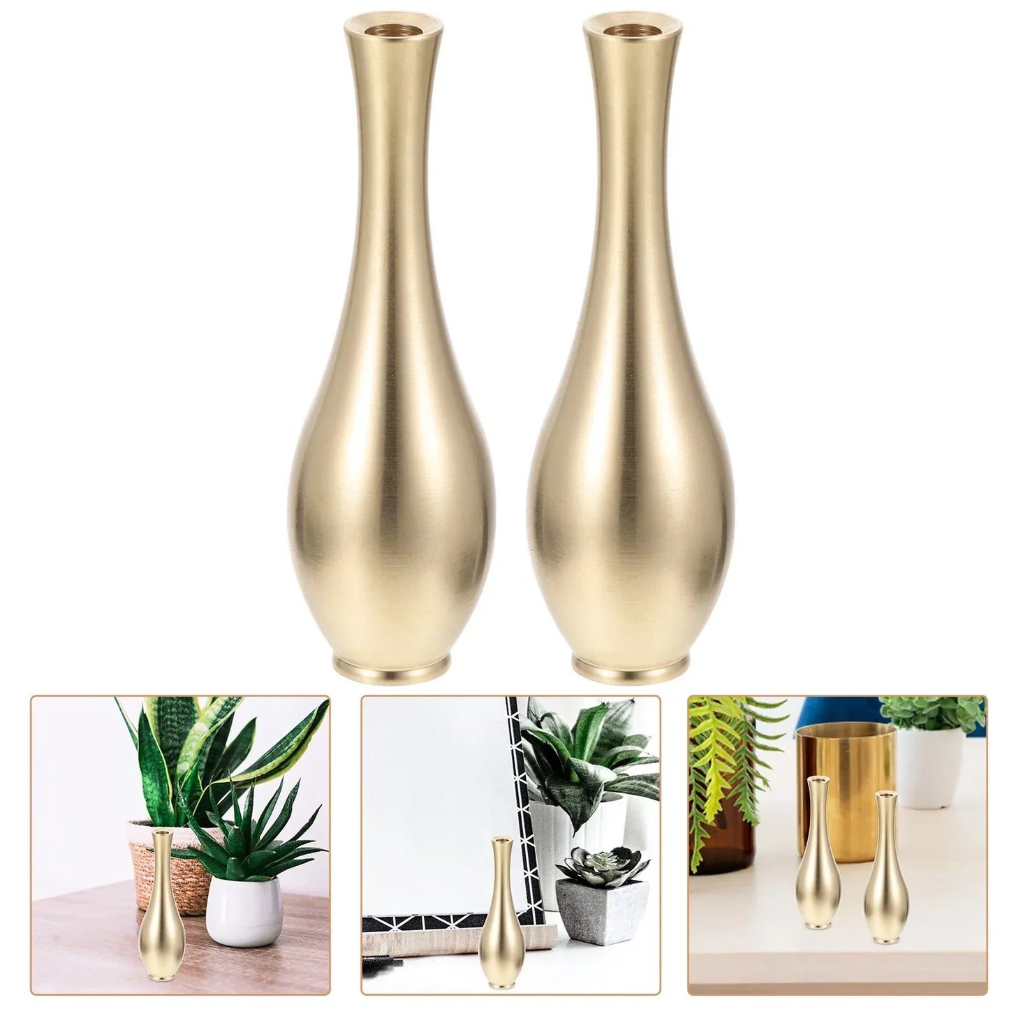 2 Stück Vase Räucherstäbchenhalter Metall Miniatur Dekor Dekorieren Innen Schreibtisch Zartes Kupfer Ornament