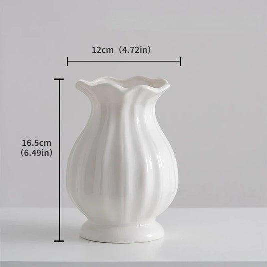 Frendorf | Vasea Nordic Große Keramikvase | Minimalistische Trockenblumenvase | Tisch- & Wohnzimmereinrichtung für Blumenarrangements