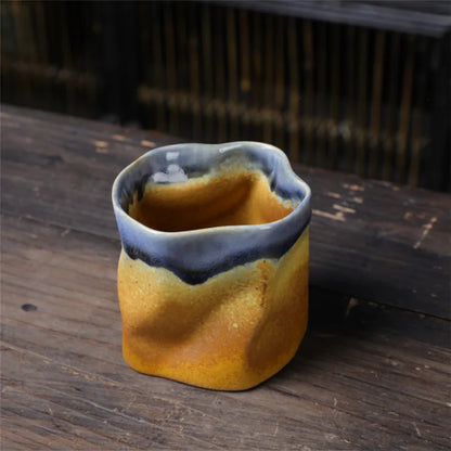 Unregelmäßige gedrehte Form Tasse 9,47 Unzen/280 ml Keramik Kaffee Teetasse ohne Griff Polychromatische kreative Keramik Tassen Kaffeetassen Retro