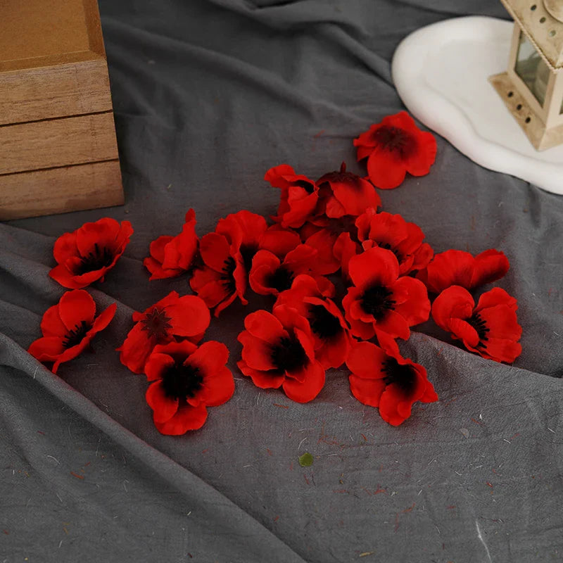 Frendorf | 20 Stück Seiden-Kunst-Poppyköpfe – Perfekt für Hochzeiten, Partys, Zuhause, Weihnachtsdekoration und DIY-Projekte