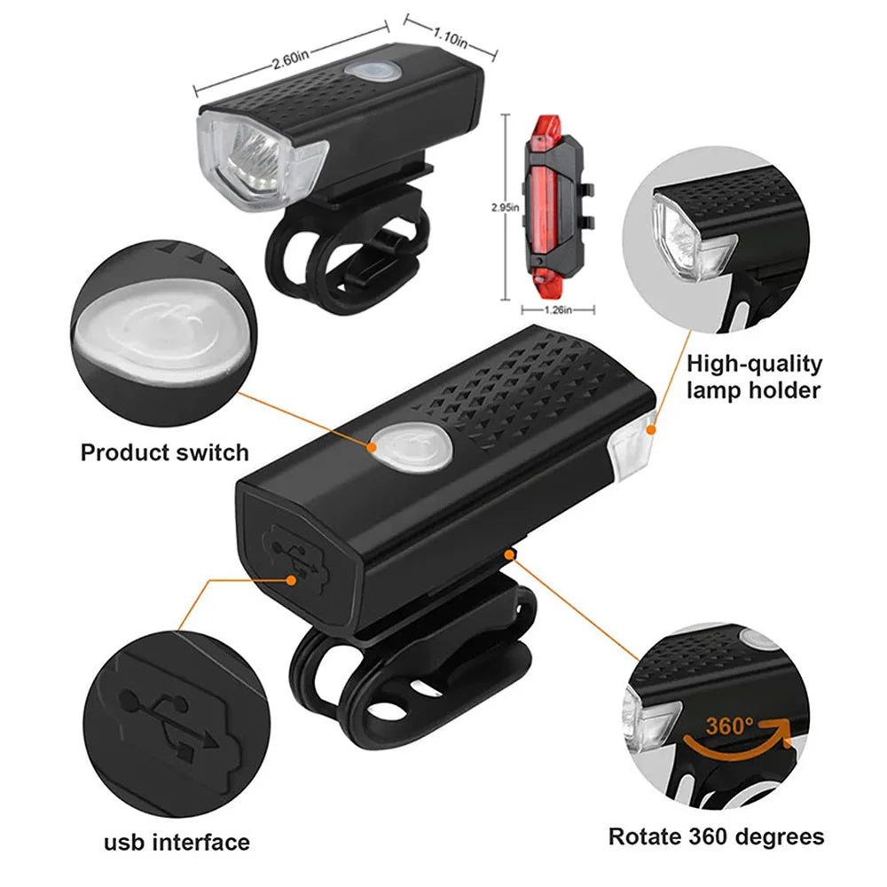 Frendorf | USB Rechargeable Bike Light – Wiederaufladbares Fahrradlicht mit Rücklicht & 3 Lichtmodi für maximale Sichtbarkeit