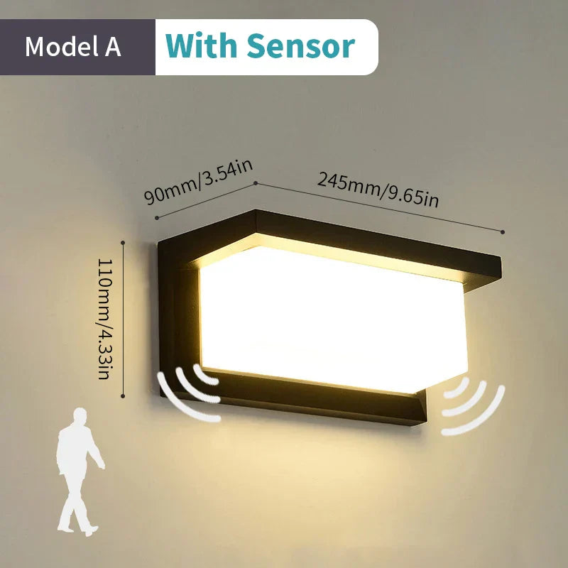 Frendorf | LED-Wandleuchte mit Radar-Bewegungsmelder – 16W wasserdichtes Licht für den Innen- und Außenbereich, kaltes und warmes Weißes Licht, AC85-265V