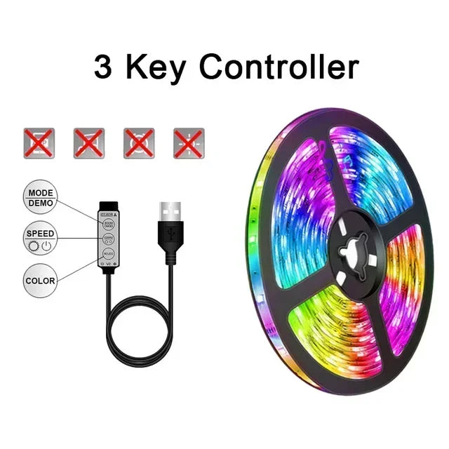 RGB 5050 LED Strip Light mit Fernbedienung & App-Steuerung - USB-betrieben