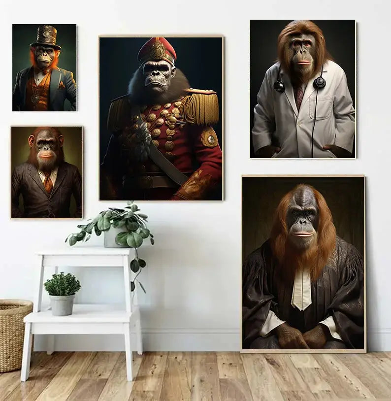1Stk Wandkunst Leinwand Malerei Tier Zuhause Dekor Wohnzimmer Innendekoration Arzt Poster Schlafzimmer Anwalt Orang-Utan Dekoration