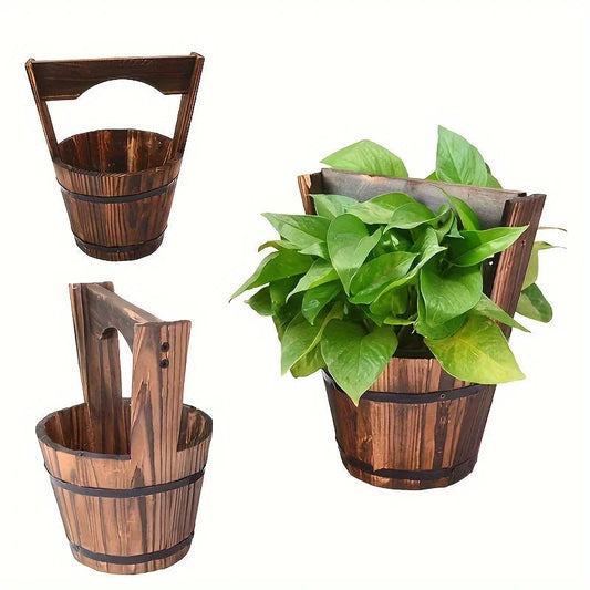 Frendorf | Rustikale Outdoor-Pflanzkübel im Fassstil – Klassische Gartenblumenkübel mit Holzoptik