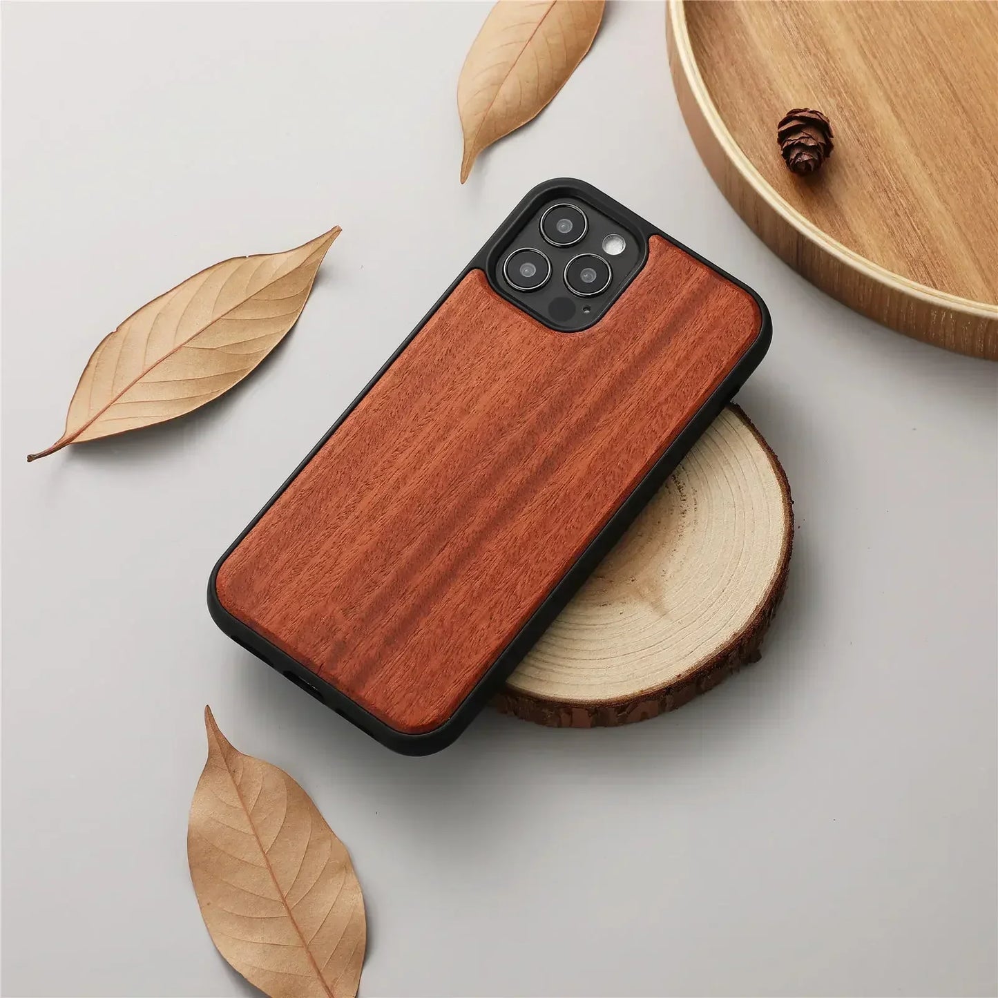 Frendorf | Echtes Holz Rücken Case für iPhone Echtes Bambus Walnuss Holz Hard Phone Case