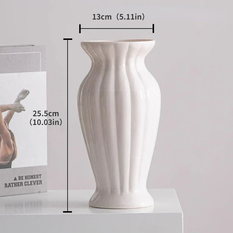 Frendorf | Vasea Nordic Große Keramikvase | Minimalistische Trockenblumenvase | Tisch- & Wohnzimmereinrichtung für Blumenarrangements
