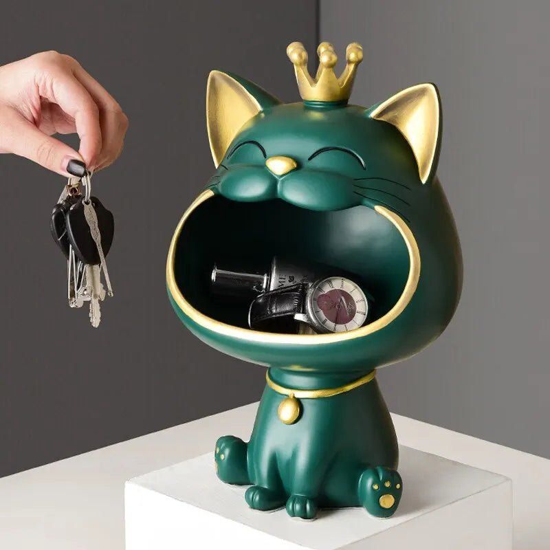 Fortune Crown Big Mouth Cat Eingang Schlüsselablage Dekoratives Ornament, Licht Luxus Einweihungsgeschenk Skulptur