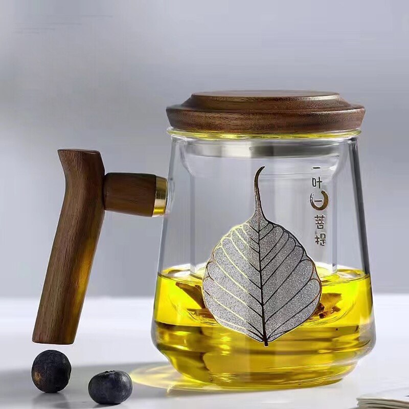 Hochwertige hitzebeständige Glasmug Tee Wasserseparator Teetasse Kung Fu Teeset Filter Wasserbecher mit Deckel Filter Büroteetasse