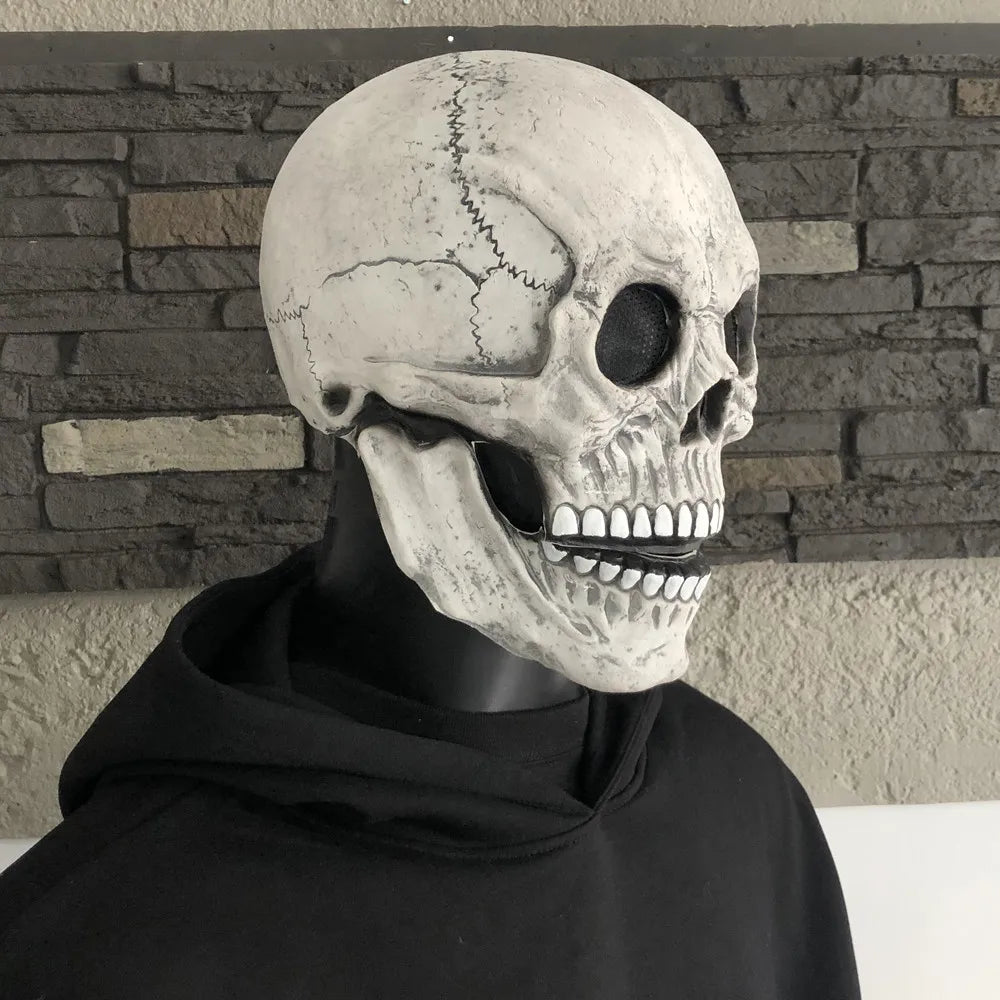 Frendorf | Beweglicher Kiefer Realistische Vollkopf-Schädelmaske - Menschliches Skelettmaske für Halloween-Party