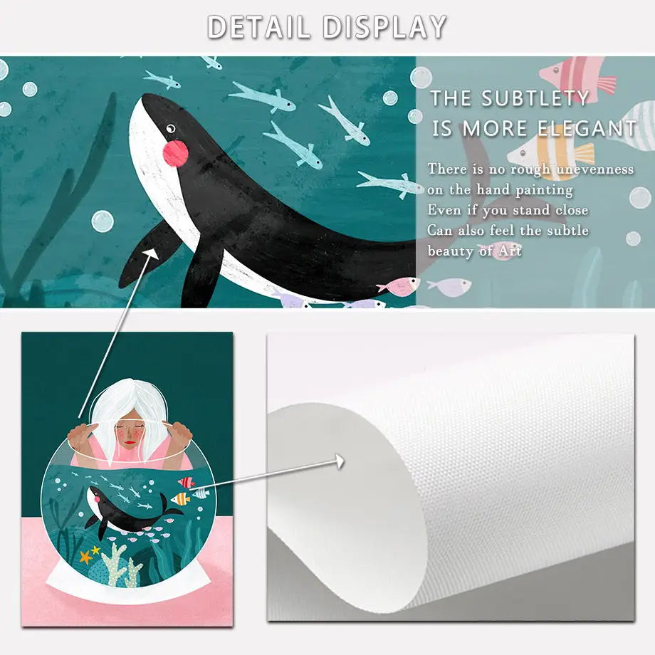 Frendorf | ArtWave Nordische Tierkunst-Leinwand | Wal Delfin Leopard | Poster und Drucke | Wohnzimmer Wanddeko