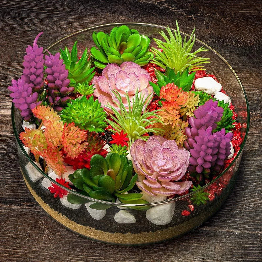 Frendorf | 24 Stück Künstliche Sukkulenten – Realistische Kunst Kakteen und Aloe Stängel für Terrarien, Hochzeiten, Partys und Wohnkultur