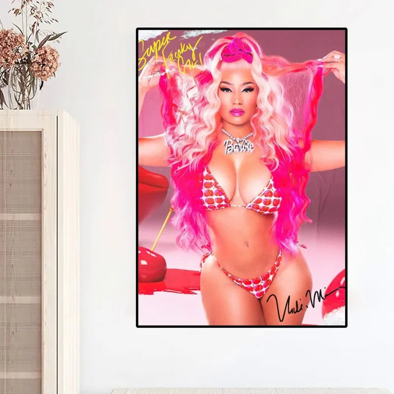 Moderne Pink Ästhetik Wandkunst Sängerin Nicki Mina HD Öl auf Leinwand Poster und Drucke Zuhause Schlafzimmer Wohnzimmer Dekor Geschenke