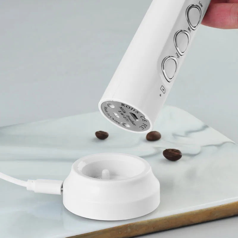 3 In 1 Elektrischer Milchaufschäumer Wiederaufladbarer Milchschaumhersteller Handheld Aufschäumer Hohe Geschwindigkeiten Milchaufschäumer Getränkemischer Kaffee