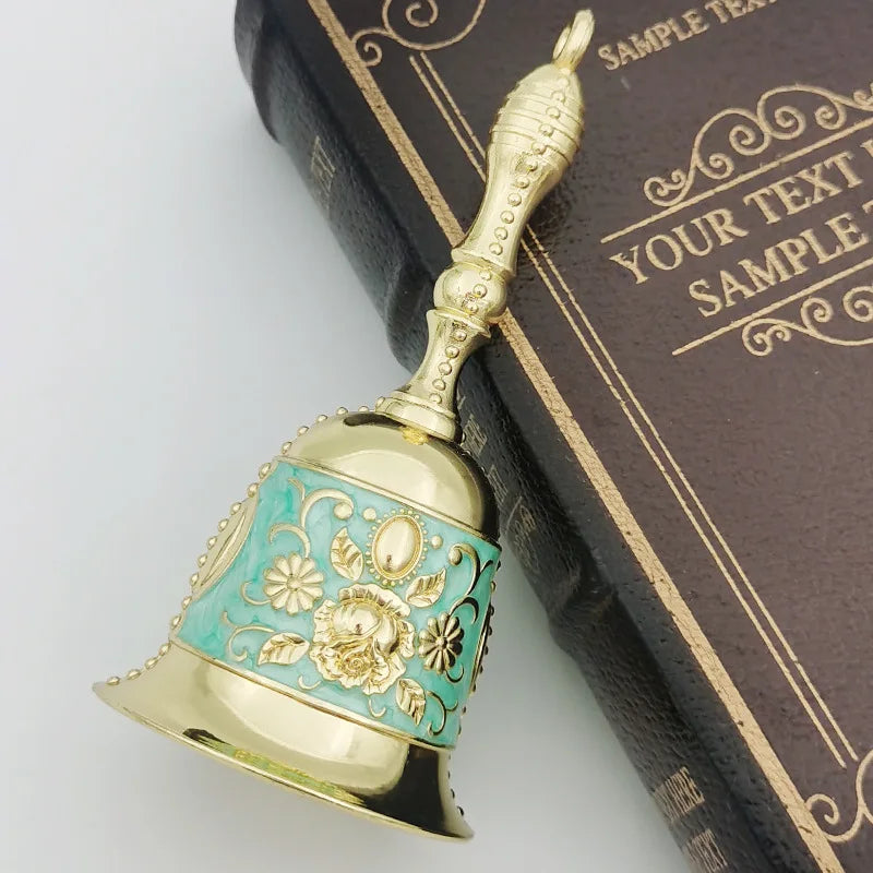 Groß Retro Handkurbel Glocke Kupferlegierung Servieren Schule Klasse Metall Anhänger Handwerk Hochzeit Dekoration Alarm Kirche Bar Hotel