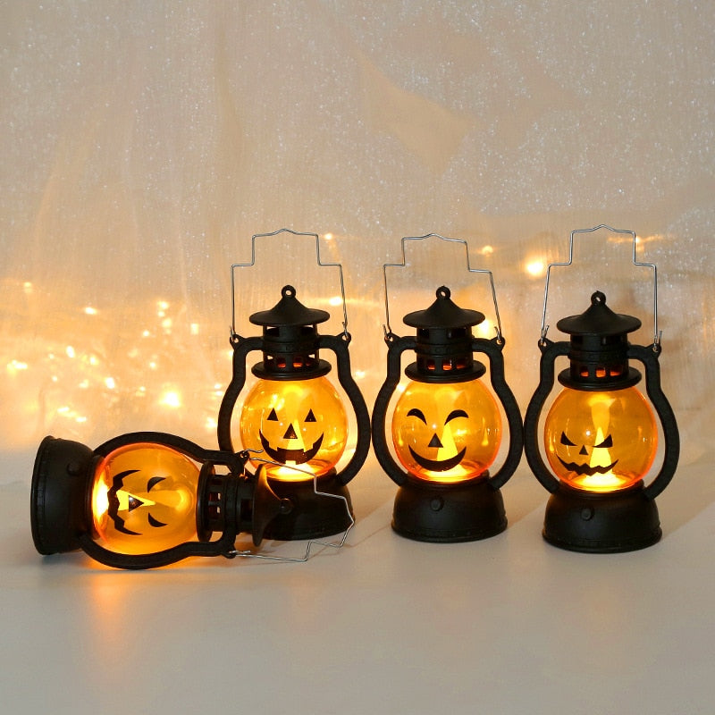Halloween LED hängende Kürbislaterne Licht Gespenst Lampe Kerzenlicht Retro kleine Öllampe Halloween Party Heimdekoration Horror Requisiten