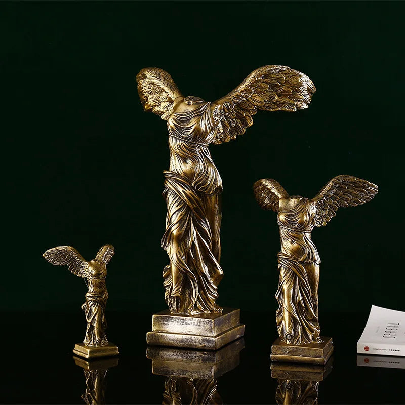 Vilead Geflügelte Siegesgöttin, griechische Statue im Retro-Stil, Objekt für Büro, Schreibtisch, Dekoration, Zubehör, Wohnzimmerregal, Innenregal, Dekor