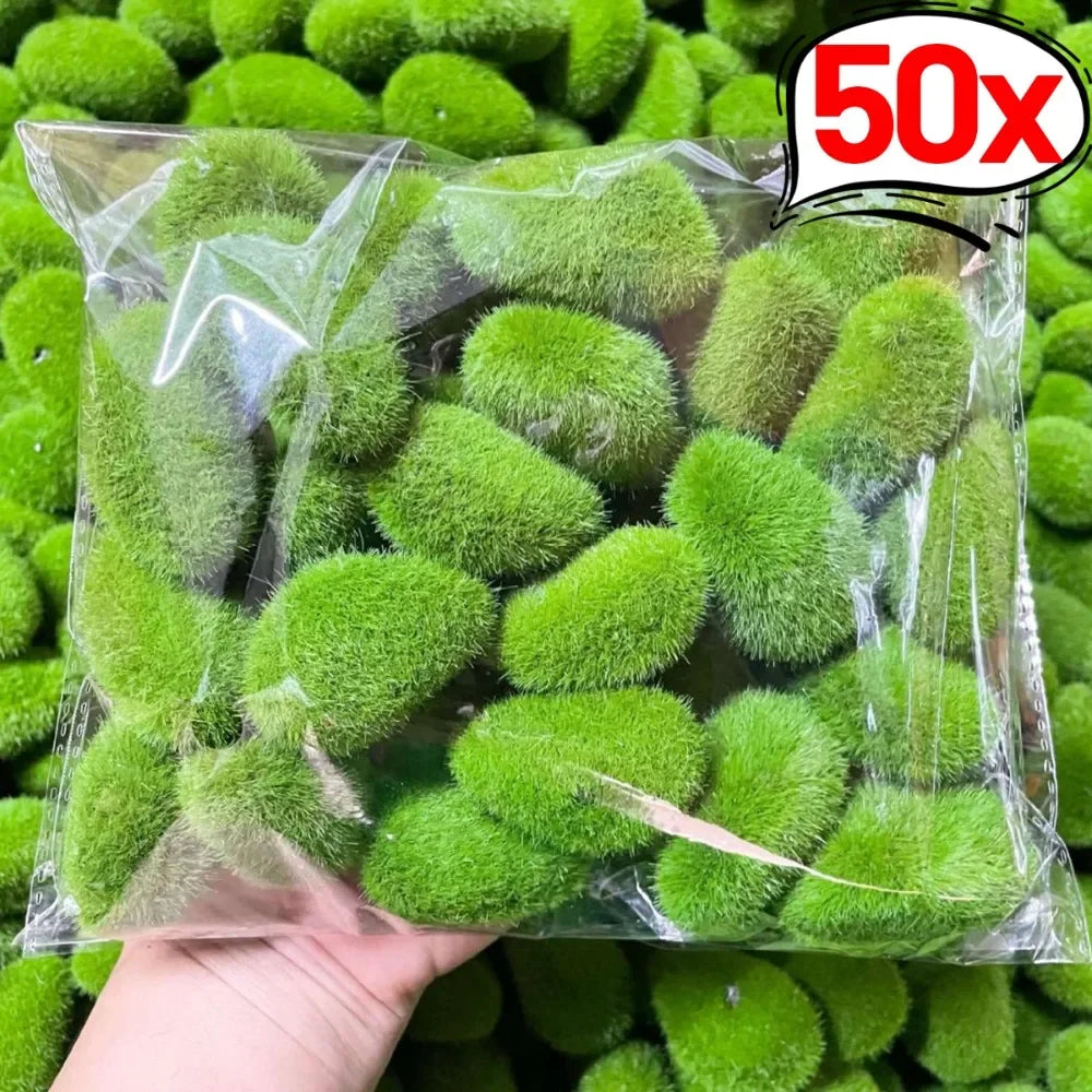 Frendorf | 50/5PCS Künstliche Schaum Moos Steine – Fake Grüne Moos Steine für Mikro Landschaft, DIY Basteln und Heim Garten Blumentopf Dekoration