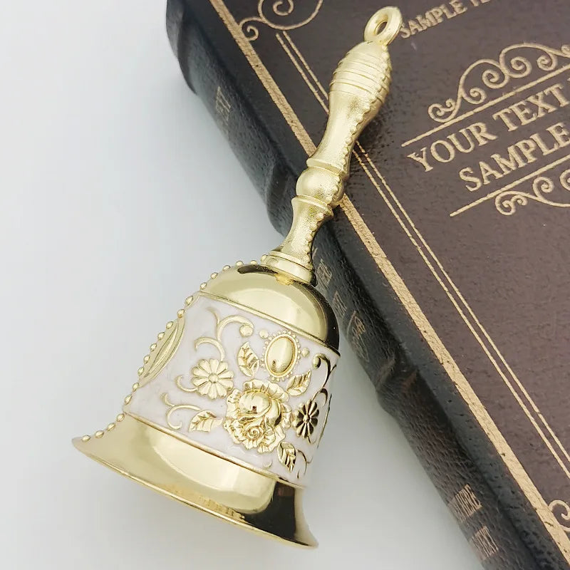 Groß Retro Handkurbel Glocke Kupferlegierung Servieren Schule Klasse Metall Anhänger Handwerk Hochzeit Dekoration Alarm Kirche Bar Hotel
