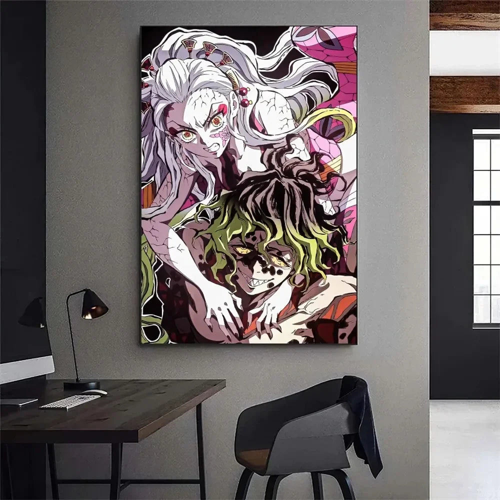 Demon Slayer Kibutsuji Muzan Kokushibou Anime Poster Gallery Prints Painting Wall Canvas Pictures Living Room Sticker