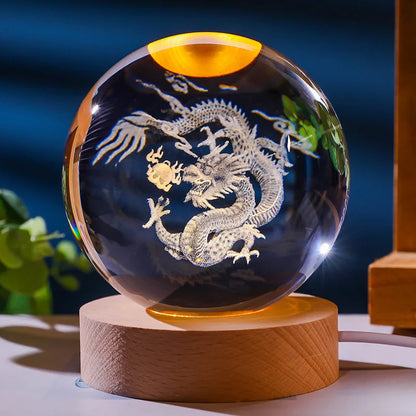 12 chinesische Tierkreis-Kristallkugel-Licht