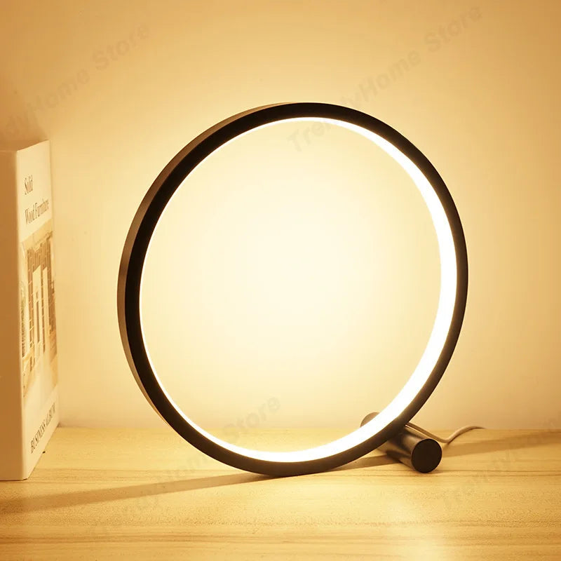 LED Kreisring Tischlampe - Dimmbares Nachtlicht für Schlafzimmer, Wohnzimmer, Restaurant, Hotel