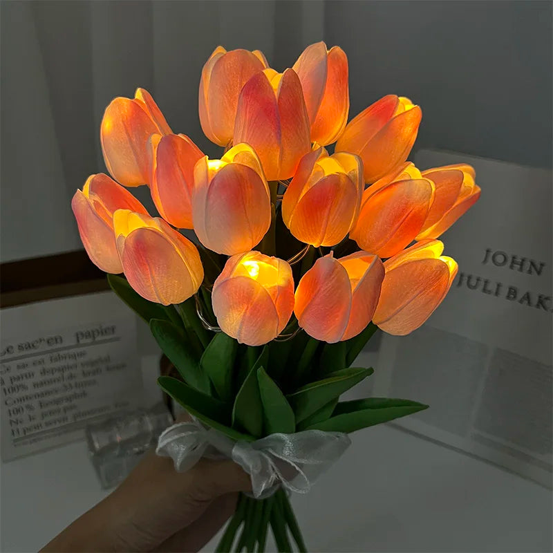 LED-Lampe mit künstlichem Tulpenblumenstrauß perfekt für Geschenke oder als Hochzeitsfeier-Hausdekorationen