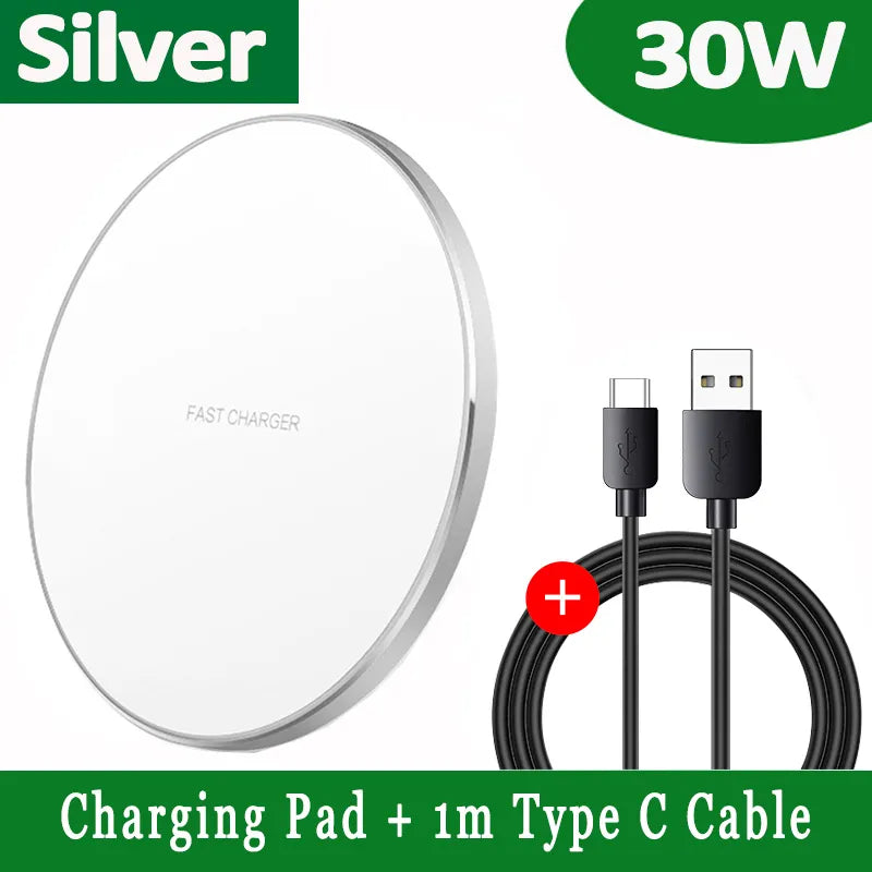 Frendorf | 30W Schnelles kabelloses Ladepad | Premium USB C Ladekabel MagSafe Ladegerät für Apple iPhone, Samsung & Android - Fast Wireless Charging Pad