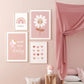 Cute Daisy Rainbow Sun Love Heart Personalized Name Poster of Wall Art Canvas Prints Picture Pink Girl Baby Kids Room Home Decor