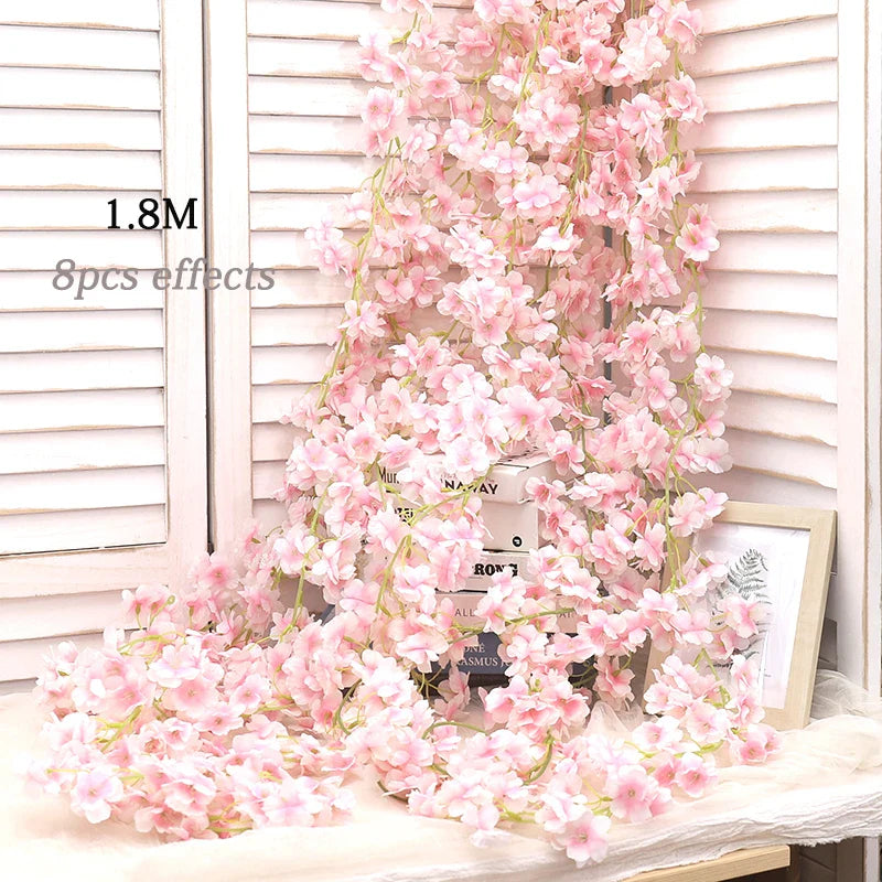 Frendorf | 180CM Künstliche Sakura Blumenranke – Hochzeitsgartenbogen, Heimparty-Dekoration, Weihnachtsbrautseidenblumen