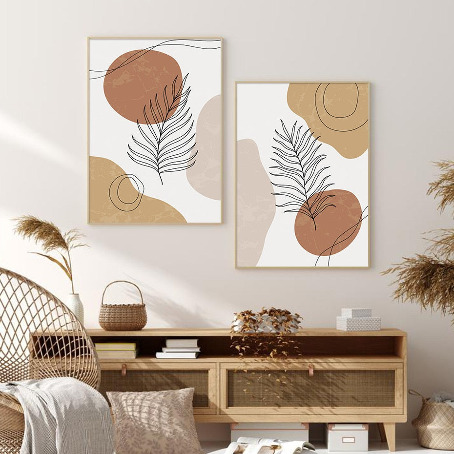 Abstrakte Beige Wandkunst Leinwanddrucke