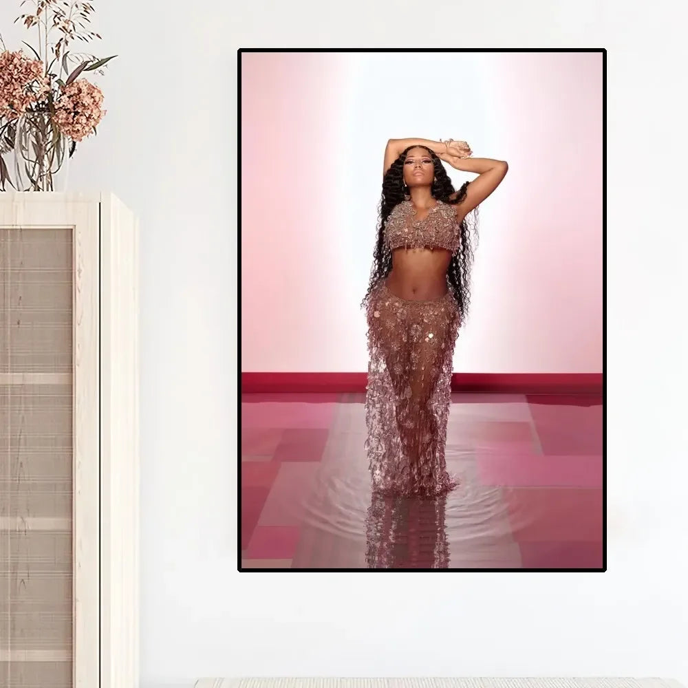 Moderne Pink Ästhetik Wandkunst Sängerin Nicki Mina HD Öl auf Leinwand Poster und Drucke Zuhause Schlafzimmer Wohnzimmer Dekor Geschenke