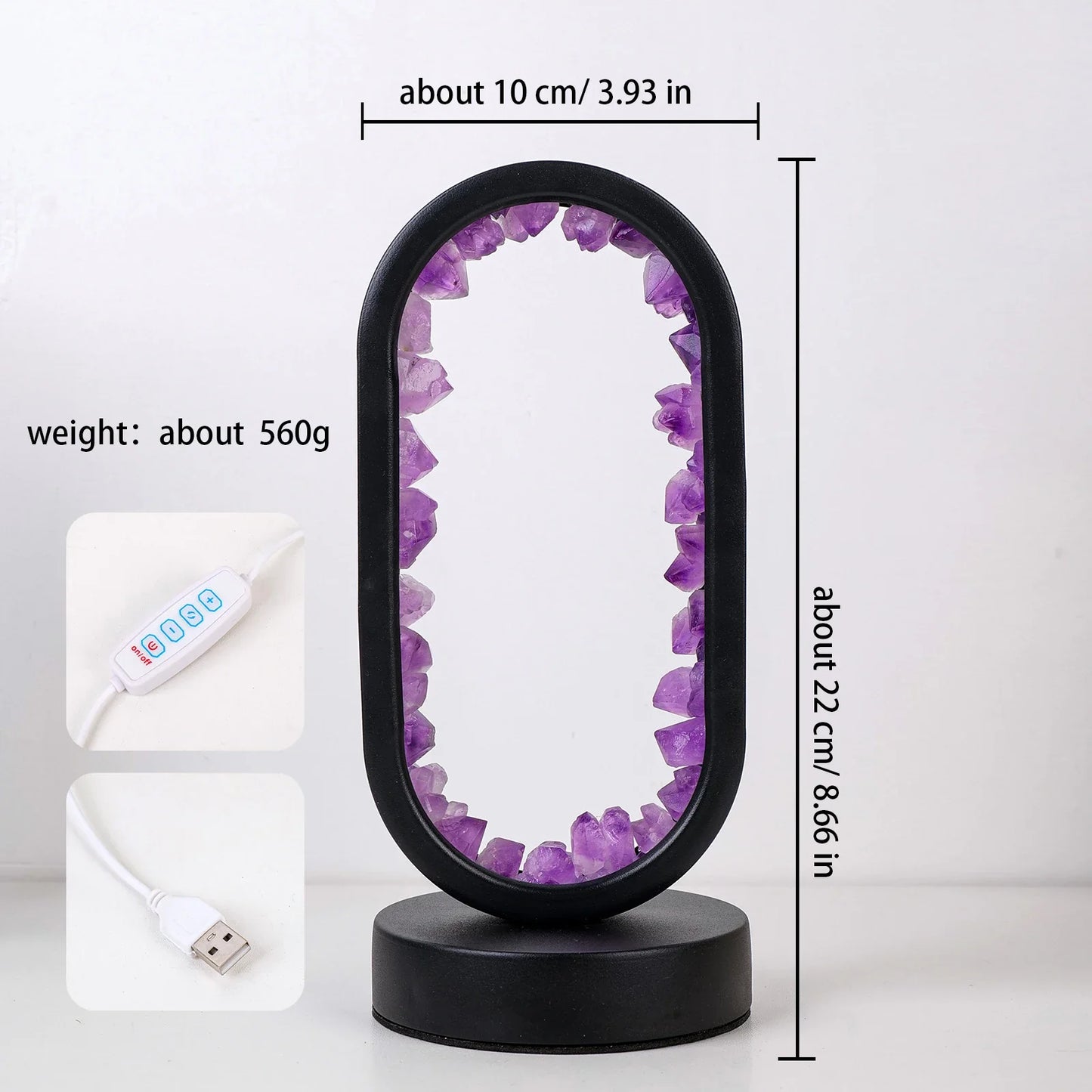 Natürliche Amethyst Oval Nachtlicht