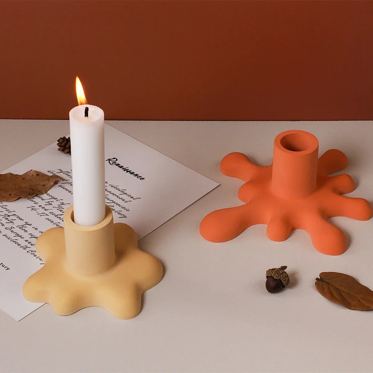 Fließende Wassertropfen Kerzenhalter Silikonform Kristall Gips Harzformen DIY Wasserfluss Kerzenständer Ornament Form Wohnkultur
