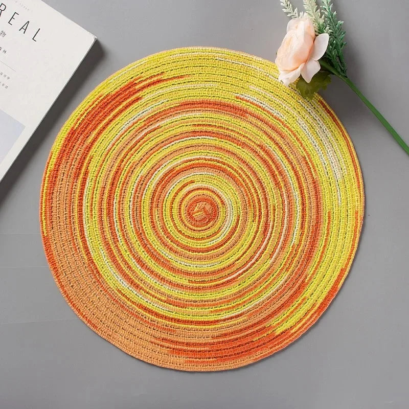 Placemats for Dining Table 1 PC,Heat-Resistant Placemats Stain Resistant Anti-Skid Washable PVC Woven Vinyl Tableware Mat,INS