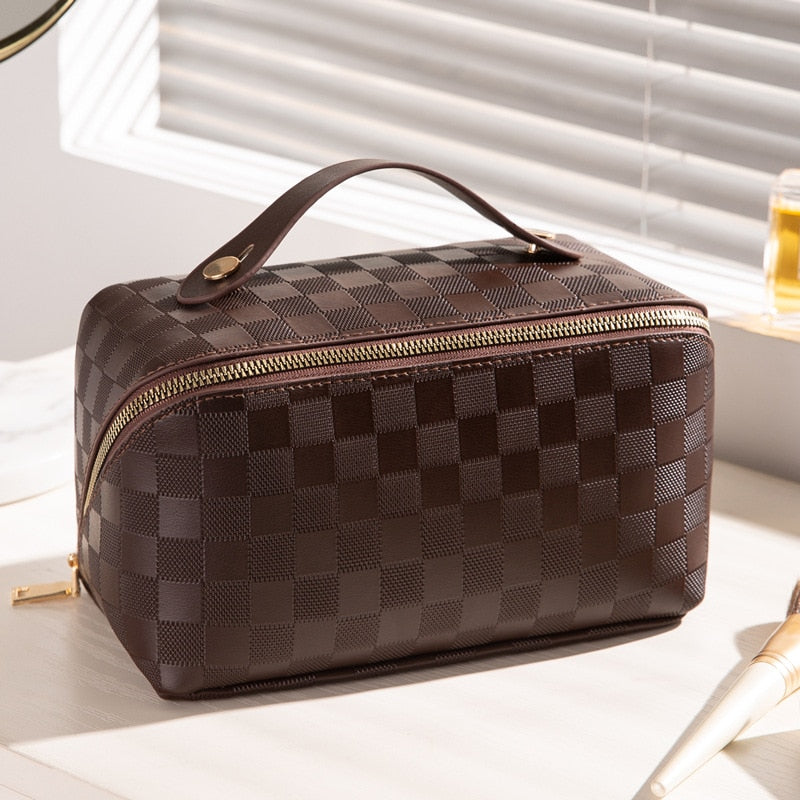 Frendorf |  Luxus Checkered Make-up Kosmetiktasche