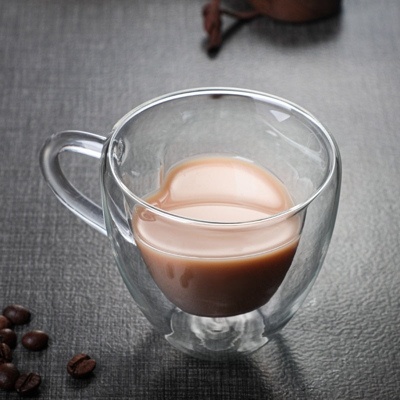 Herz Liebe Form Glas Tasse Doppelwandige Kaffeetassen Isolierte Tee Milch Zitrone Saft Wasser Becher Hitzebeständiges Trinkgeschirr Liebhaber Geschenk