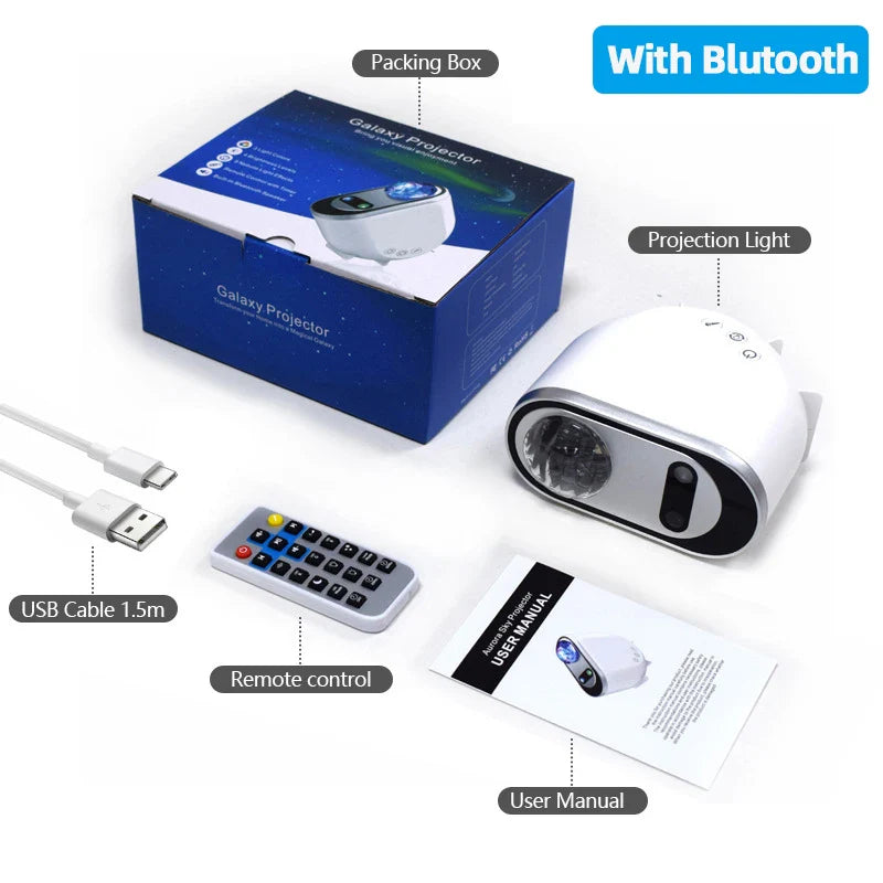 Frendorf | Aurora Borealis Galaxie Projektor Nachtlicht – LED Sternenhimmel Mondlampe mit Fernbedienung für Schlafzimmer, Wohnkultur und Geschenke