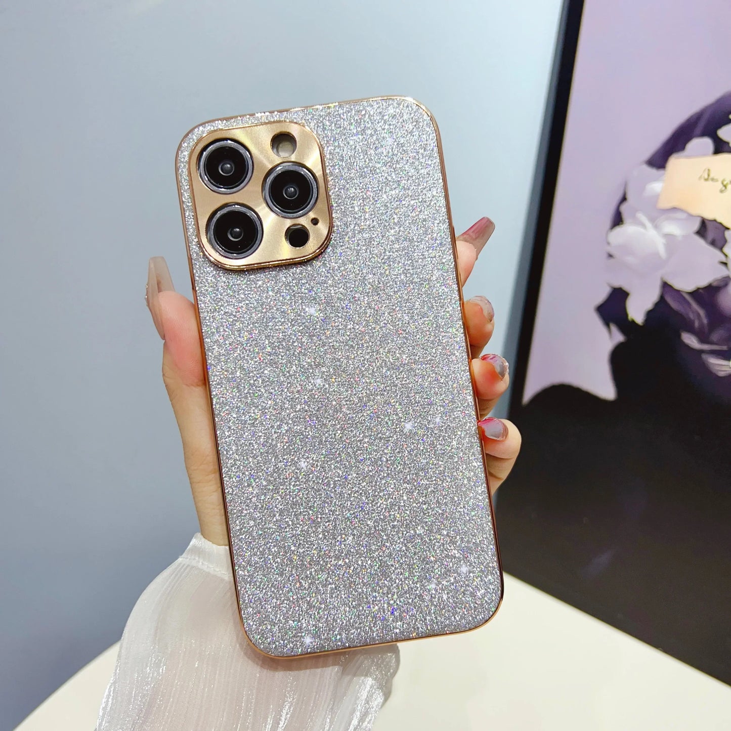 Frendorf | Leder Premium MagSafe Apple iPhone Hülle mit galvanisiertem Rahmen | Goldener Rahmen Case, Kameraschutz - Schutzhülle für iPhone 15, 14 Pro Max Plus