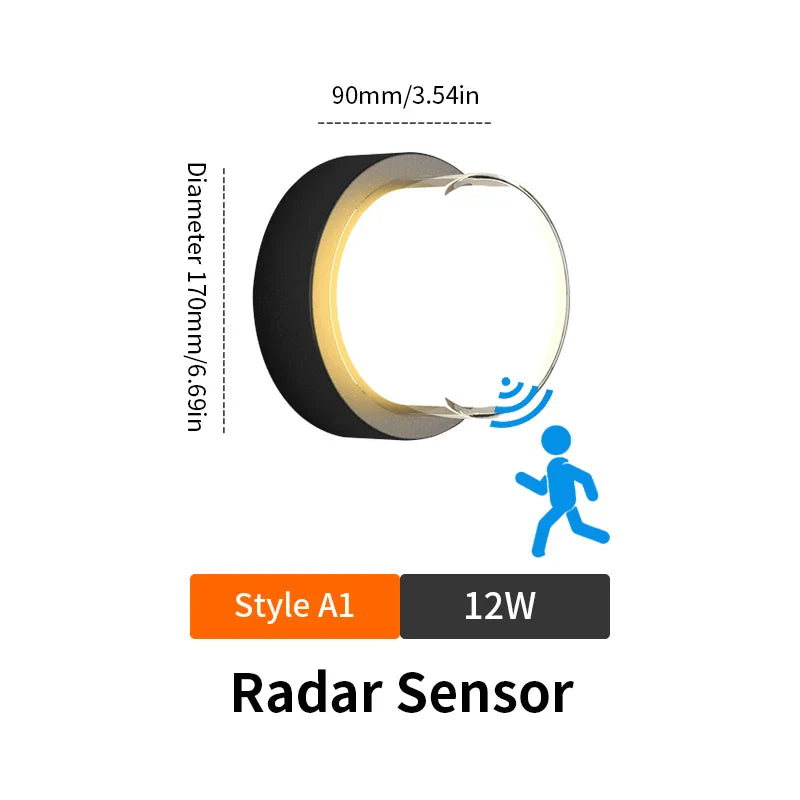 Frendorf | LED Smart Bewegungsmelder Wandlicht – 6W/12W Automatische Notbeleuchtung für Innen- & Außenbereich (Flure, Balkone, Schlafzimmer)