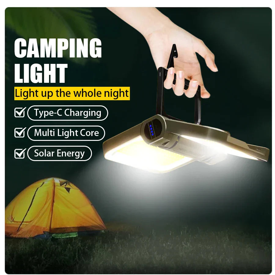 Frendorf | LumiPro | LED-Campinglampe | 2000 Lumen Flutlicht | Solar & USB-C Ladeoptionen