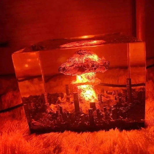 Nukleare Explosion Bombe Pilzwolke Lampe Flammenlose Lampe für Garten Wohnzimmer Dekor 3D Nachtlicht Wiederaufladbar