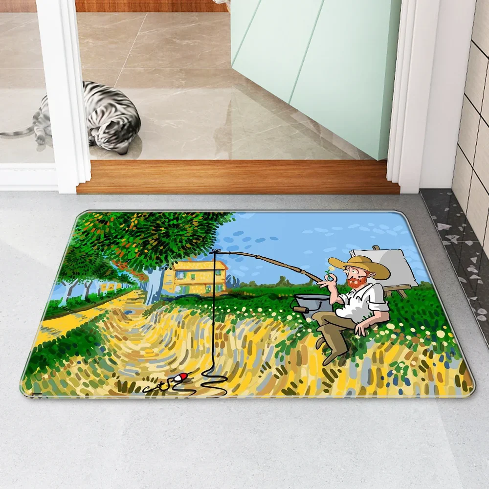 Fußmatte, Van Gogh, Nachttischmatte, Küchenteppich, Heim-Fußmatten, Eingangstür-Teppiche, Gebetsteppich, Fußmatten, Fußbad, Badezimmer-Dekoration
